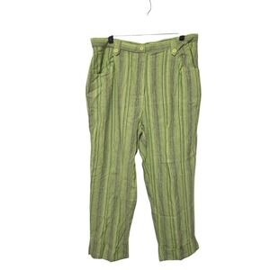 Womens Linen Blend Pants Size XL Lime Green Crop